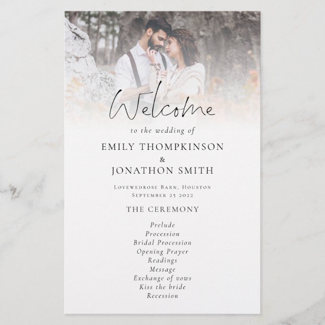 PAPIER | 2 Fotos Overlay Script-Hochzeitsprogramm (Vorne)