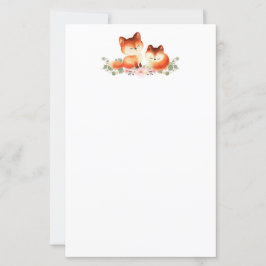 Papier 2 mignons Petits Renards Rouges Aquarelle Design