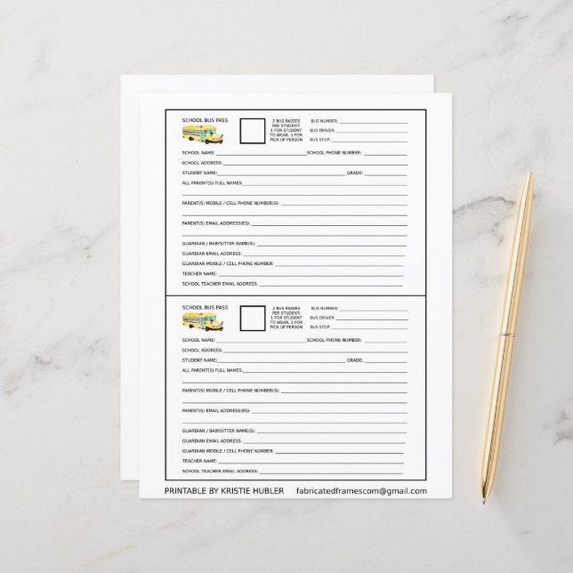 Papier 2 Passes D'Autobus Pour Les Étudiants Et La Person (Devant/Arrière en situation)