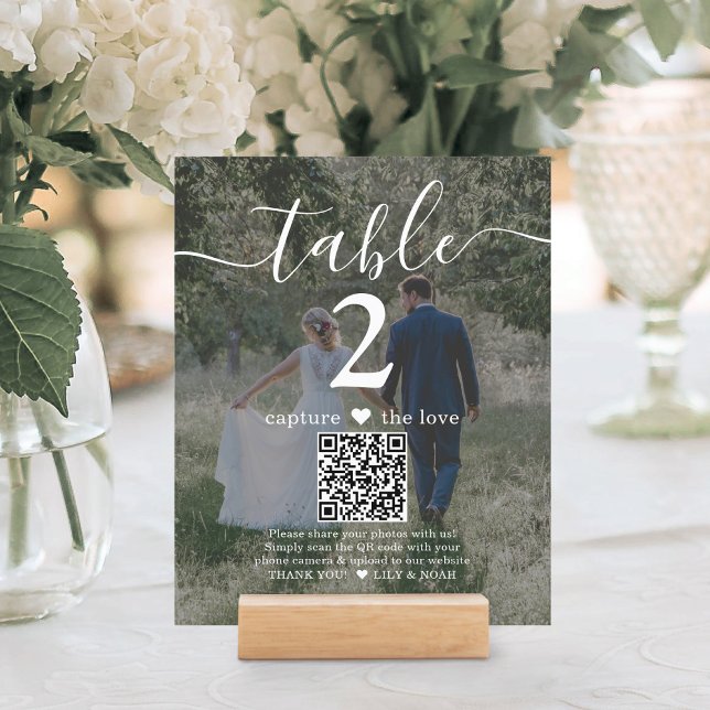 Papier 2 Photo Mariage Site Web QR Code Dark Table Numéro (Créateur téléchargé)