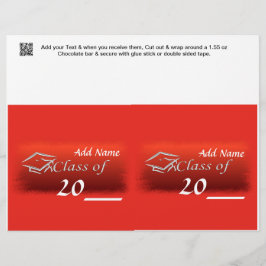 Papier 2 RED Graduation Favoriser Candy Barre personnalis