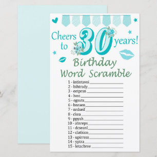 Papier 30 e Anniversaire Mot Jeu