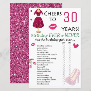 Papier 30e anniversaire Jeu jamais ou jamais