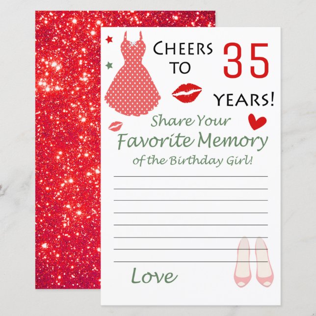 Papier 35e anniversaire Mémoire préférée de la fille anni (Devant / Derrière)