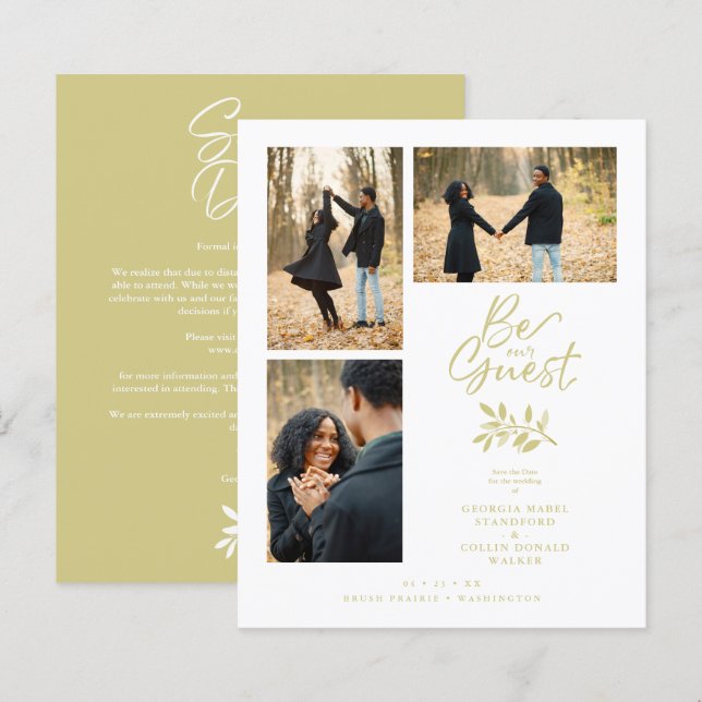 Papier 3 Photos Budget Gold Effet Fancy Branches Mariage (Devant / Derrière)