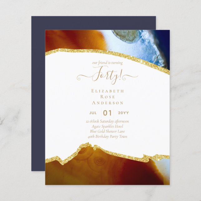 Papier 40e anniversaire Invitations Glamor Girly FUN mode (Devant / Derrière)