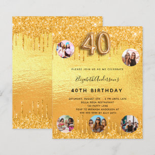 Papier 40e anniversaire parties scintillant d'or gouttes 