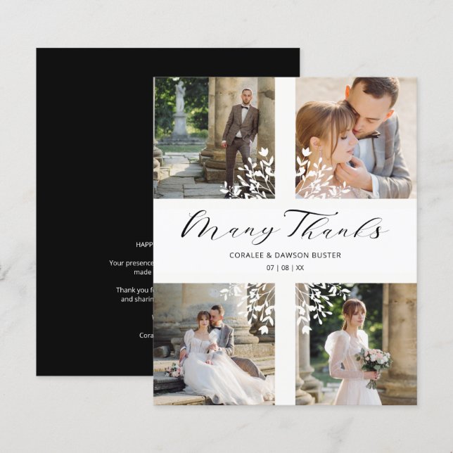 Papier 4 Photos Mariage pas cher Merci Branches (Devant / Derrière)