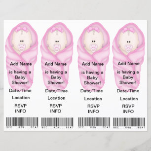 Papier 4 Pink Baby Shower Invitations - Faveurs Signets