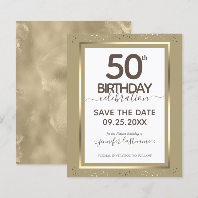 Papier 50e anniversaire Enregistrer la date Invitation bu (Devant / Derrière)