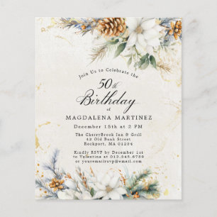 Papier 50e anniversaire Hiver White Floral Invitation