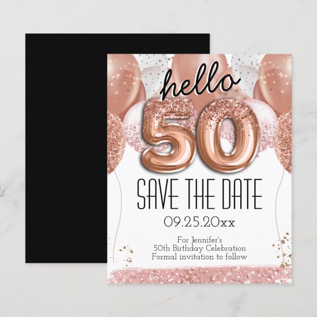 Papier 50e anniversaire Parties scintillant rose Enregist (Devant / Derrière)
