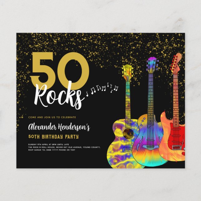Papier 50e fête d'anniversaire 50 Rocks Guitar Parties sc (Devant)