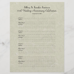 Papier 60e Anniversaire du livre d'invité