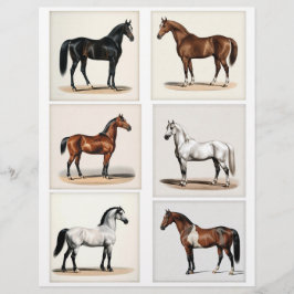 Papier 6 Belles illustrations de Cheval pour le Papercraf