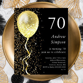 Papier 70e | Invitation budgétaire d'anniversaire noir et