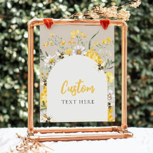 Papier 8x10 Yellow Floral Bee Panneau personnalisé