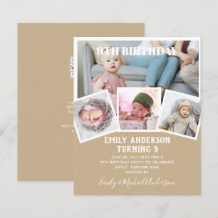 Papier 9E Anniversaire Photo Collage Invitation Garçon fi