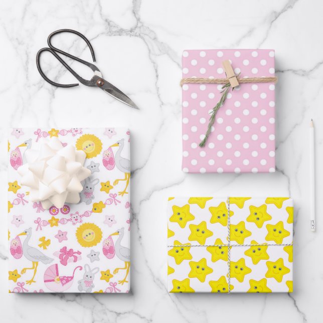 Papier à Baby shower de fille série de 3 (Recto)