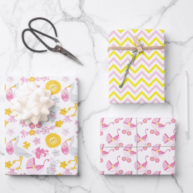 Papier à Baby shower de fille série de 3 (Recto)