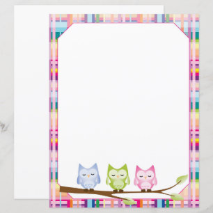 Papier à carreaux de couleur hibou