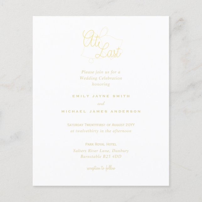 Papier À Dernier Gold White Black Wedding invite (Devant)