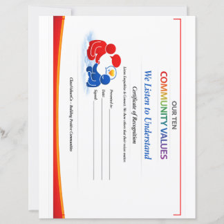 Papier à en-tête de certificat Valeur à écouter Fe