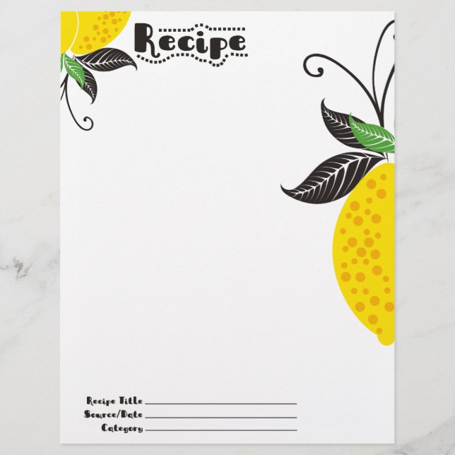 papier à en-tête de la recette du livre de cuisine (Devant)
