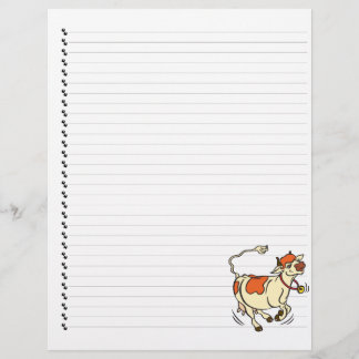 Papier à en-tête pour animaux avec vache de dessin