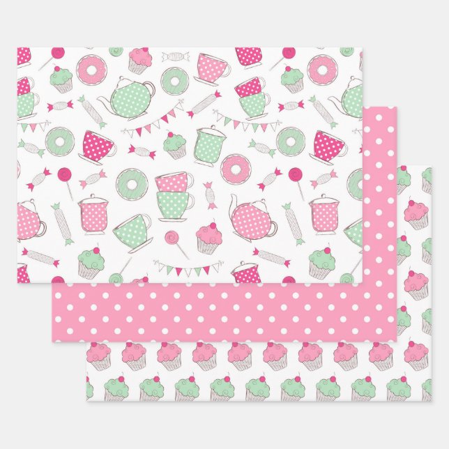 Papier à enveloppement cadeau Tea Party (Lot)