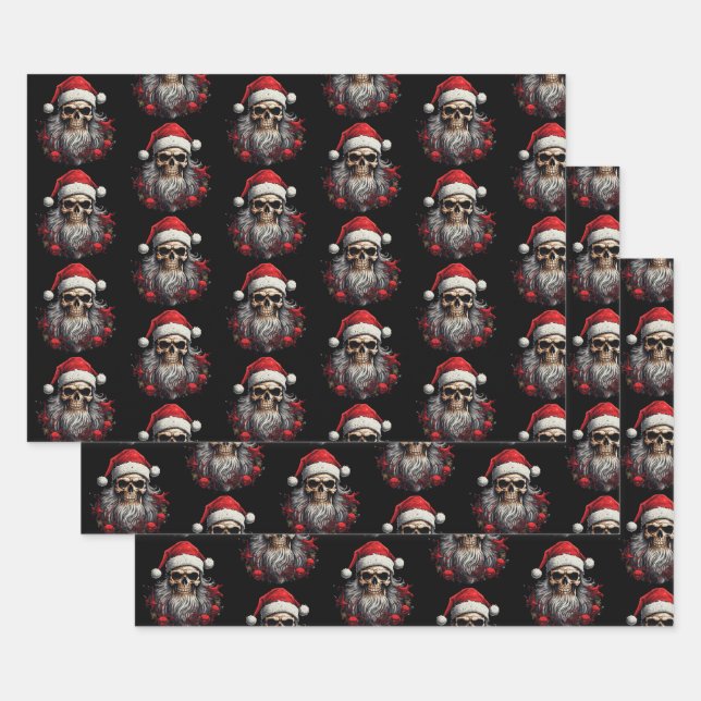 Papier à enveloppement crânien père Noël (Lot)