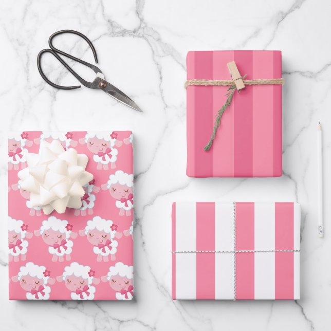 Papier à enveloppement d'agneau rose (Recto)