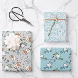 Papier à enveloppement de mouton Ditsy de 3