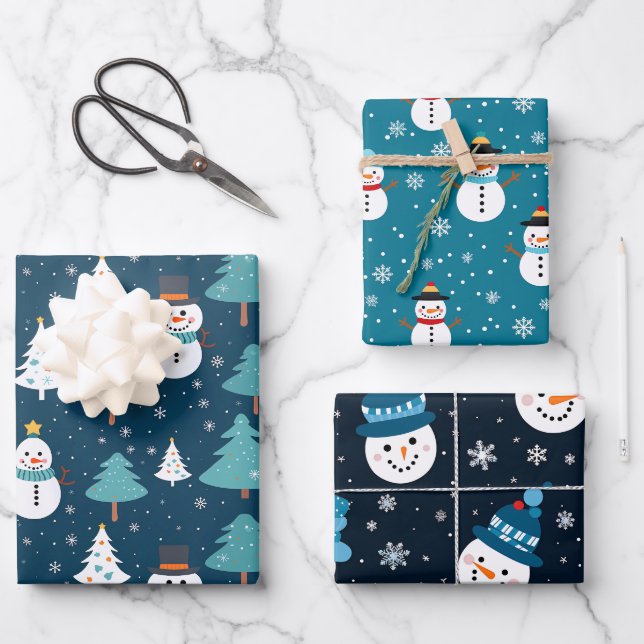 Papier à enveloppement de neige de Noël (Recto)