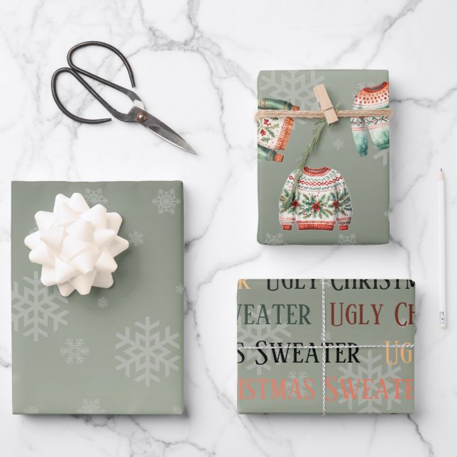Papier à enveloppement de Noël moche et doux de 3 (Recto)