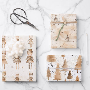 Papier à enveloppement de Noël Neutres Or
