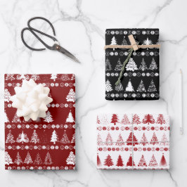 Papier à enveloppement de Noël série de 3 dessins