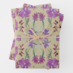 Papier à enveloppement floral Lavande dansante