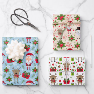 Papier à enveloppement Père Noël Reindeer de Noël