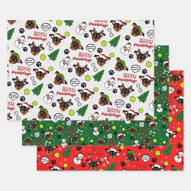 Papier à enveloppement pour chien de Noël BT2MPS (Lot)