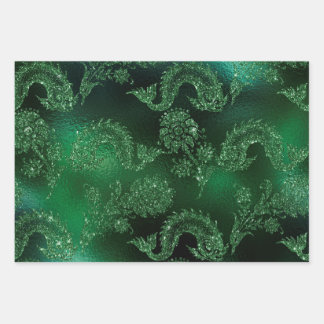 Papier à enveloppement vert avec motif brillant