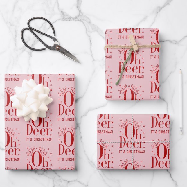 Papier à envelopper Cerf de Noël drôle d'illustrat (Recto)