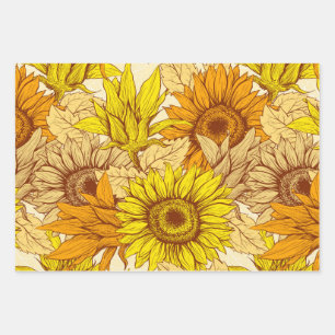 Papier à envelopper Feuille plate de 3 tournesols
