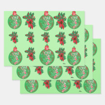 Papier à envelopper Feuille plate Set de 3 : Noël