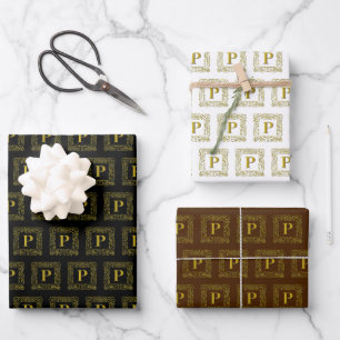 Papier à envelopper - Monogramme P - Dragon celti