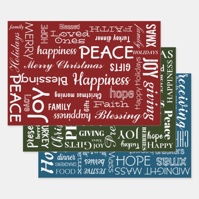 Papier à envelopper - Noël Rouge Vert Bleu (Lot)