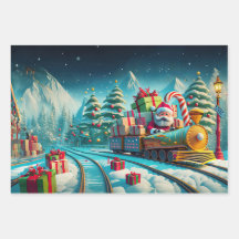 Papier à envelopper Père Noël Pôle Nord Express No