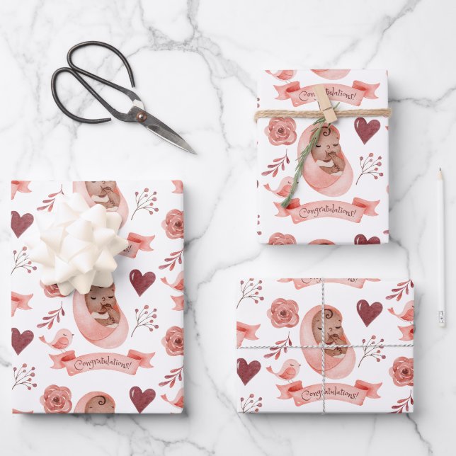 Papier à envelopper pour bébé - Feuille plate Ense (Recto)