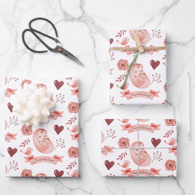 Papier à envelopper pour bébé - Feuille plate Ense (Recto)