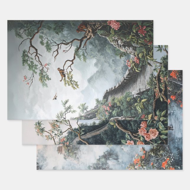 Papier à envelopper pour découpage Chinoiserie ins (Lot)